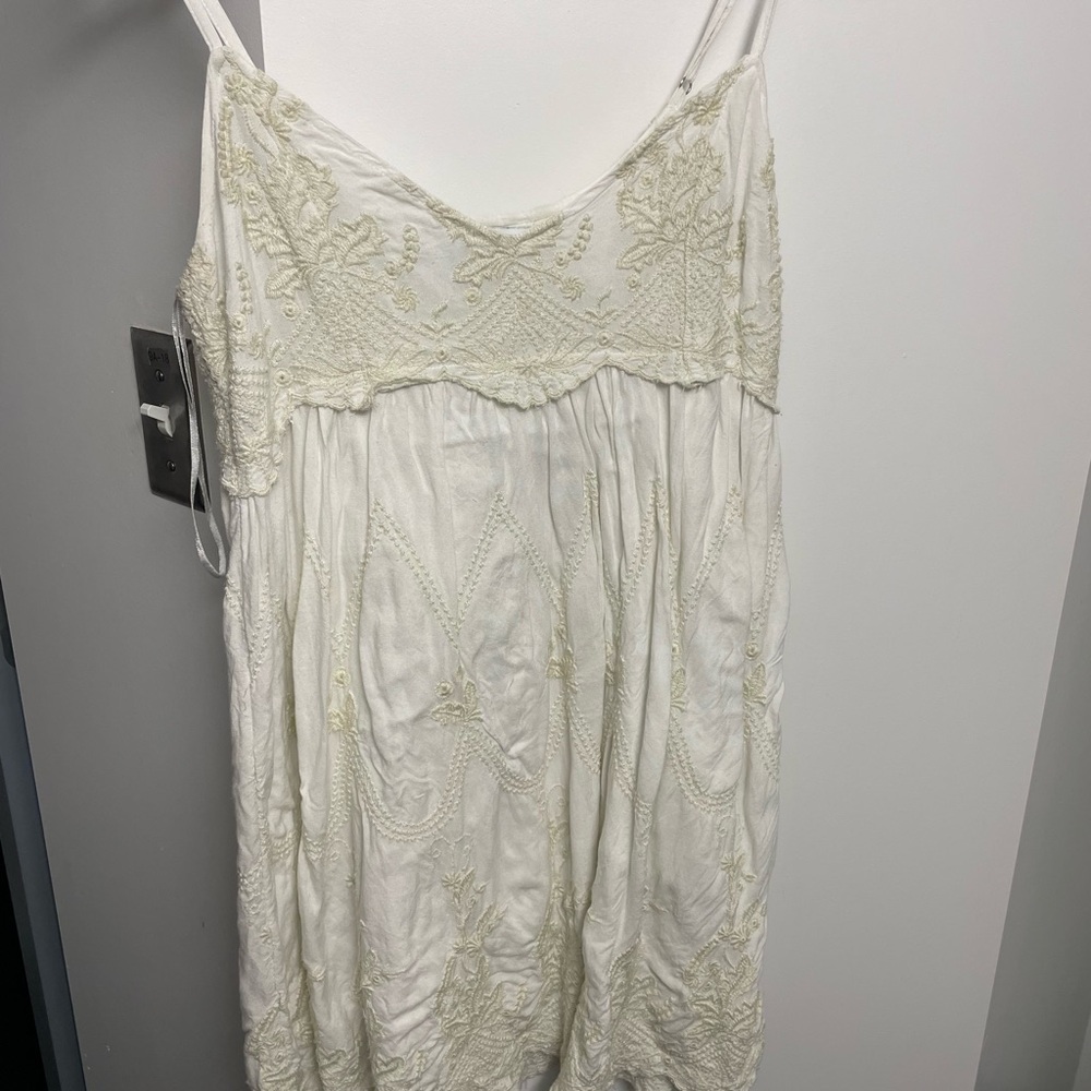 Urban Outfitters Cream Embroidered Mini Dress